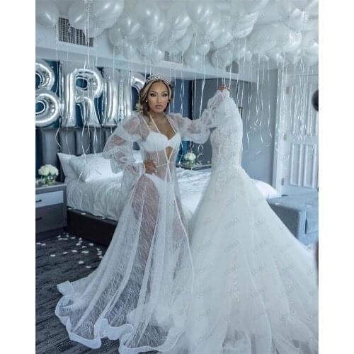 LO&LI Womens Pajamas Bridal Robe White Sleepwear Wedding Night Bride Bathrobe Photography Dress Maternity Robe