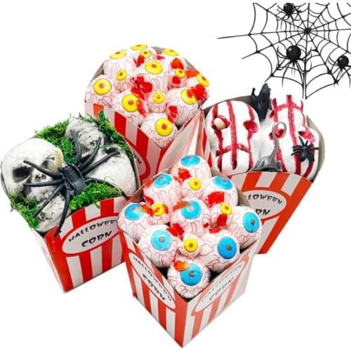 Halloween Simulation Popcorn Spider Eyeball Fake Popcorn Halloween Decoration Horror Props KTV Bar Decor Party Supplies