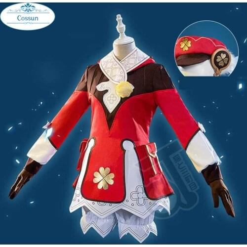 Anime Genshin Impact Klee Keli Game Suit Red Lovely Lolita Dress Uniform Cosplay Costume Halloween Outfit For Women Girls New