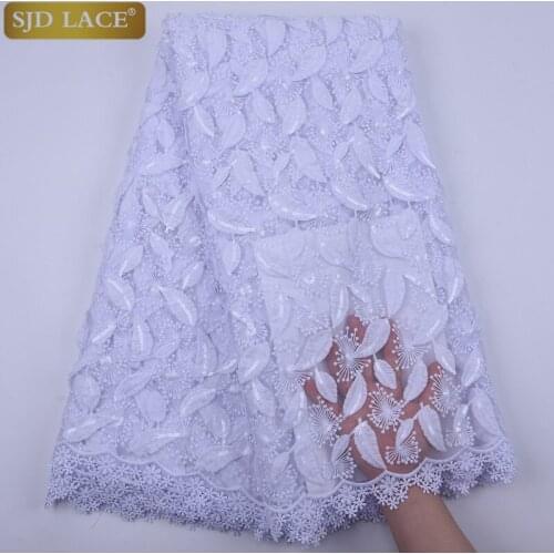 SJD LACE African Lace Fabric Embroidered With Stones Nigerian Guipure For Wedding High Quality French Tulle Lace Fabric 1853