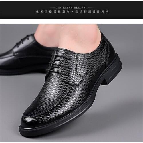 Men shoes Comfortable Formal Dress Lace Up Oxford For Men Wedding Dress Oxford Gunine Leather Non-slip Men Casual Oxfords shoes
