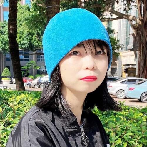 Oufly Running Hat Polar Fleece Double Layer and Double-sided Wear Hood Autumn and Winter Skullies Beanie Unisex