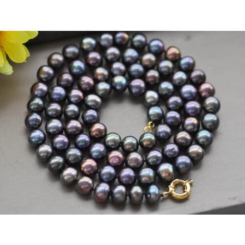 Z10331 34" 12mm Round Peacock-Black Freshwater Pearl Necklace