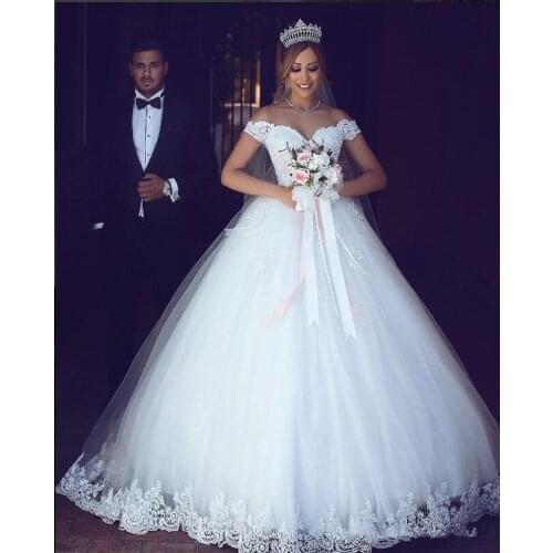 Simple Wedding Dress Sweetheart Off Shoulder Bride Dresses A-line Lace Appliques Floor Length Bridal Gowns Vestido De Noiva