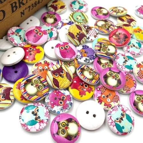 50 pcs Baby Owl Christmas Theme Sewing Tools Buttons For Kids Craft Decoration WB81