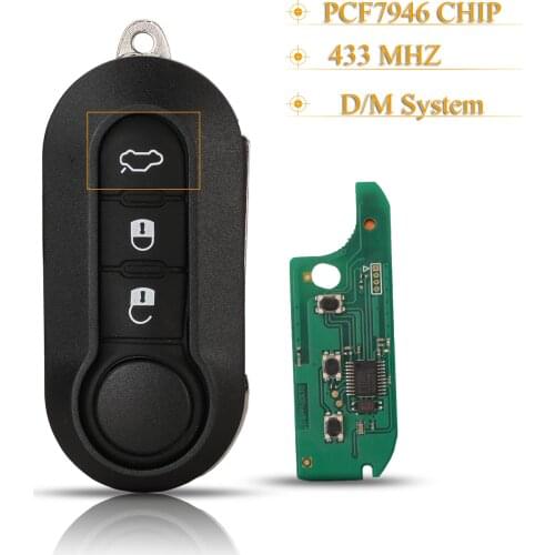 Kutery 5pcs 3 Buttons Remote Control Car Key 433MHZ PCF7946 Chip Delphi/Marelli System For Fiat 500 Panda Punto Bravo
