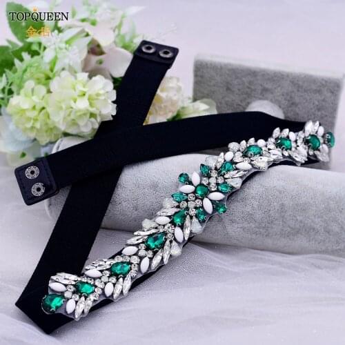 TOPQUEEN S476-G Womens Belt Stretch Skinny Diamond Elastic Wide Female Girls Dress Crystal Strap Women Knitted Belt Green Belt