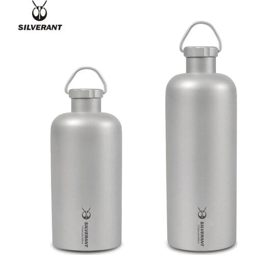 Silverant 400ml/600ml titanium bottle water narrow mouth flask with titanium gear handle lid for outdoor tourism camping hiking