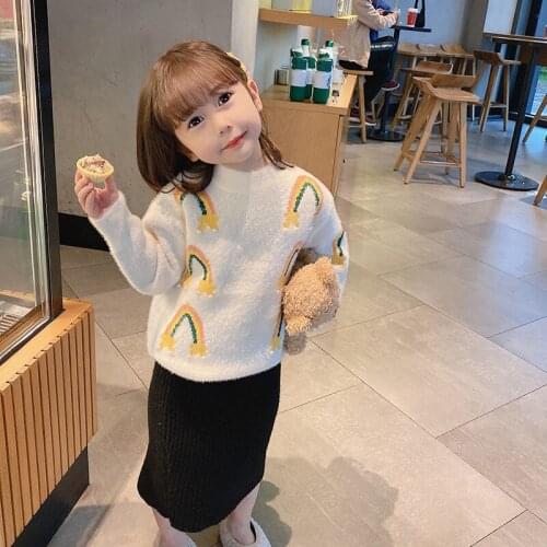 Girls Sweater Kids Coat Outwear 2021 Beading Plus Velvet Thicken Warm Winter Autumn Tops Fleece Christmas Childrens Clothing