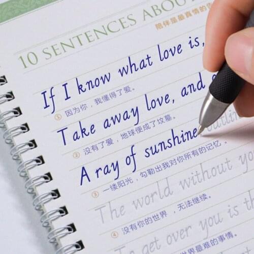 2pcs/set adult Children Italian italic Copybook For School Groove English Exercise Beginners English Round style copybook