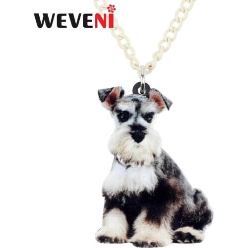 WEVENI Acrylic Fashion Schnauzer Dog Necklace Pendant Sweater Chain Choker Animal Pets Jewelry For Women Girls Accessories Party
