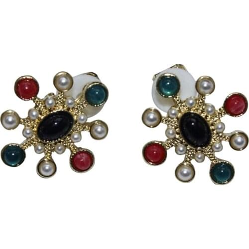 Ydgy fashion new retro pearl cross color Rhinestone ear clip womens ear accessories wholesale