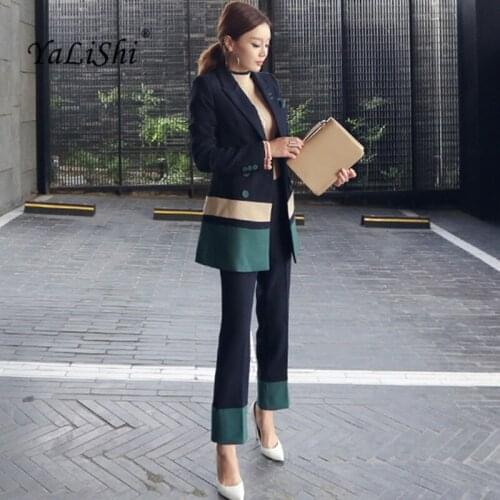 2020 Autumn Womens 2 Piece Pant Suits Women Casual Office Business Suits Formal Work Wear Sets Elegant Pant Suits Vestidos Mujer