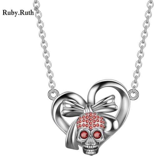 Heart Skull Gothic Necklace Women Zircon Crystal necklaces Pendant Jewelry Gift Dropshipping