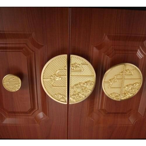 1Pair/1Pcs Solid Brass Pull Antique Chinese cloud Semicircular Knobs Single Hole Knobs 48-140mm with screw Furniture Hardware