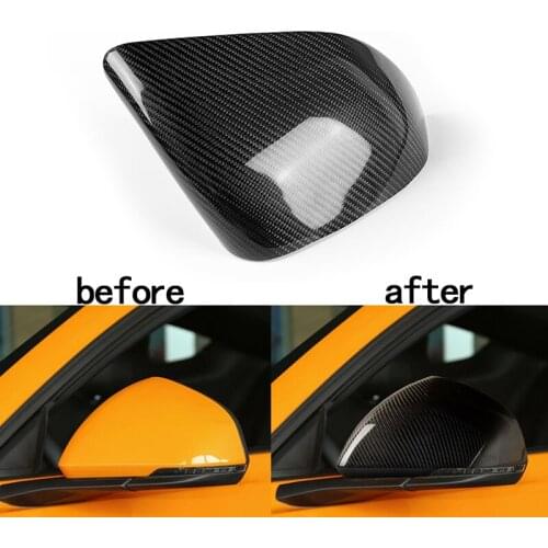 1 Pair Carbon Fiber Car Side Wing Rearview Mirror Case Shell For Mustang 2015-2019 Replacement Side Mirror Caps European Version