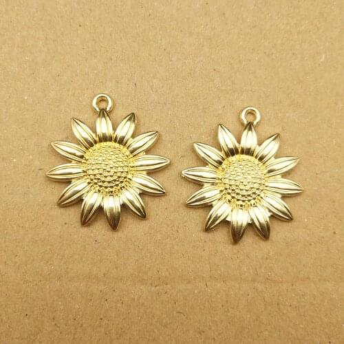 10pcs 24x26mm sunflower charms for jewelry making and crafting cute earring pendant necklace bracelet charms