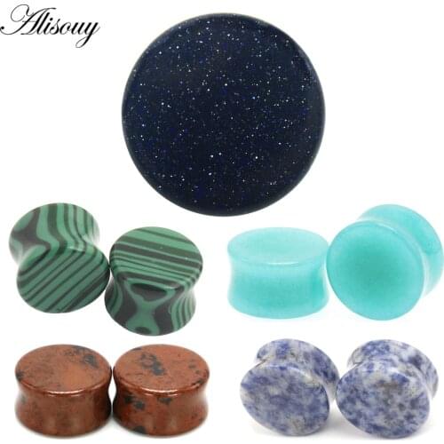 2PCS/Lot Stone Ear Plugs Gauges Earrings Women Men Ear Plug Flesh Tunnel Piercing Expander Ear Stretcher Body Piercing Jewelry