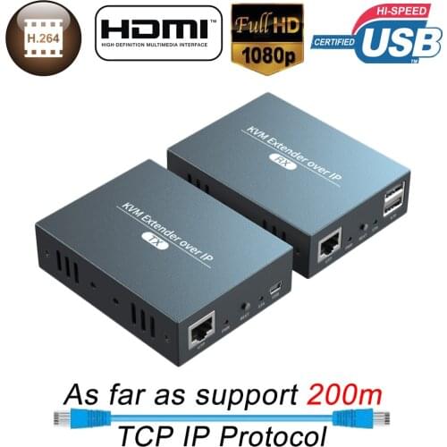 500ft 20~60 KHz Support IR USB Over TCP IP KVM Extender HD 1080P HDMI KVM IR Extension 150m By RJ45 Cat5e Cat6 For HDTV Apple TV