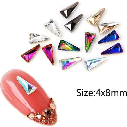 30/100Pcs Nail Art Rhinestone 4X8mm Long Triangle Glass Crystal Shiny Stones For Nail DIY Decoration Rhinestone