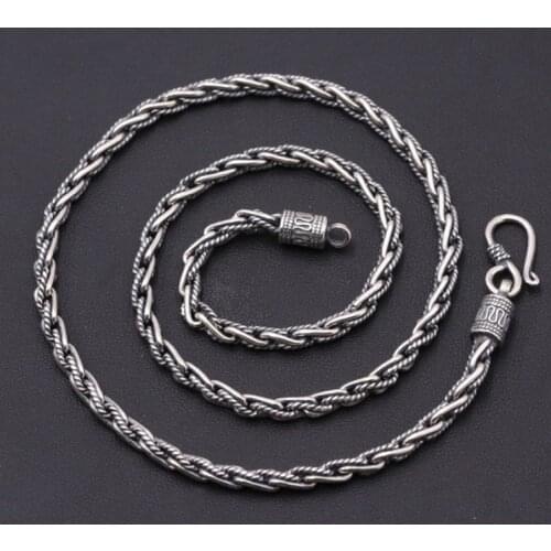 4mm Real Solid 925 Sterling Silver Necklace Chain men women jewelry A4683