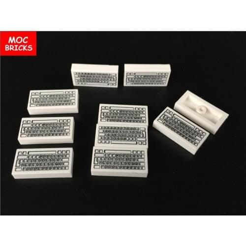 50pcs/lot Decorated Tile 1 x 2 with Computer Keyboard Standard Pattern fit with 3069bpb030 building block bricks kids toys gifts