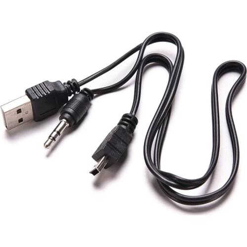 50cm USB Mini Male to Male USB 2.0 5pin Standard + 3.5mm AUX Audio Jack Connection Adapter Cable for Speaker Mp3 MP4 Player