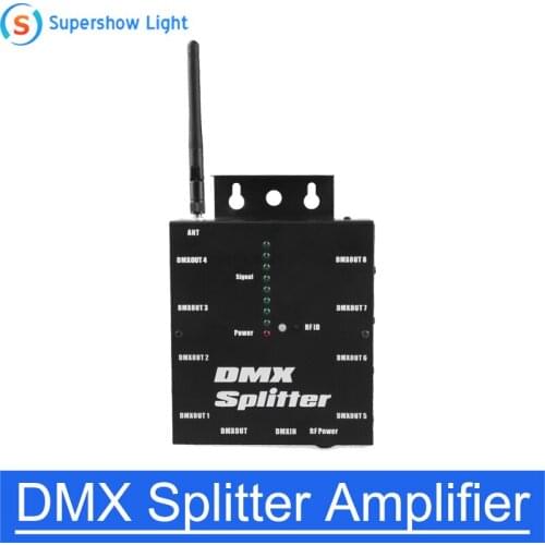 8 Way Wireless DMX 512 3-Pin Isolated Splitter Amplifier with Wireless DMX Transceiver Receiver for DJ Disco Stage Lights