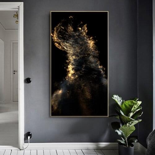 Abstract Gold Black Canvas Painting Wall Art Picture for Living Room Scandinavian Modern Art Nordic Posters and Prints Cuadros