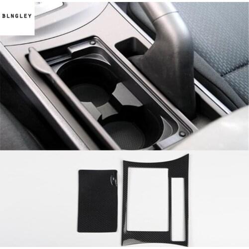 2pcs/lot Car stichers ABS Carbon fiber grain Central control glass cup panel decoration cover for 2010-2013 Mazda 3