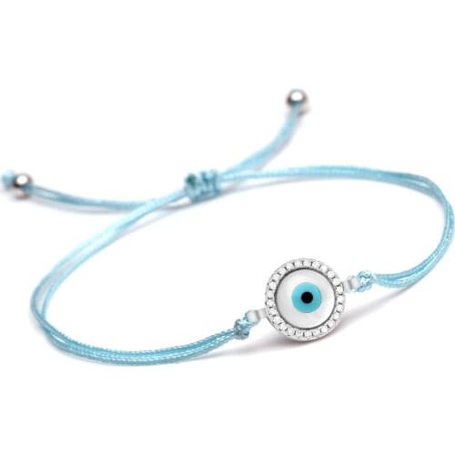 White Cowrie Seashell Round Blue Evil Eye Lucky Charm Bracelet Women Men 2020 New Fashion Pink Blue Red String Handmade Jewelry