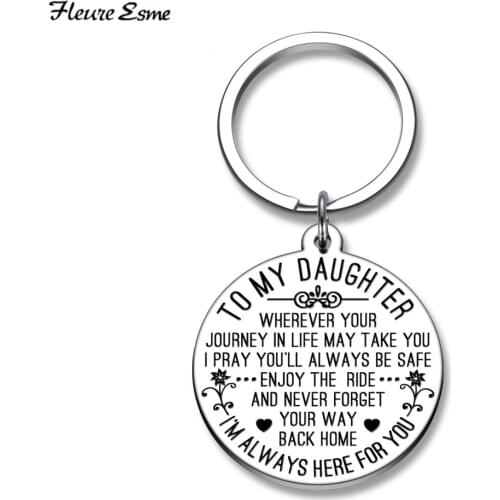 To My Son Daughter Keychain I PRAY YOU'LL ALWAYS BE SAFE Key Chain Charm Love Pendant Jewelry Keyring Gift From Dad Mom