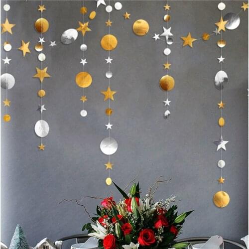 50pcs/Lot Paper Garland Colorful Decorative Round Piece Of Stars Paper Craft Bunting Wedding Party Birthday Home ZZY119