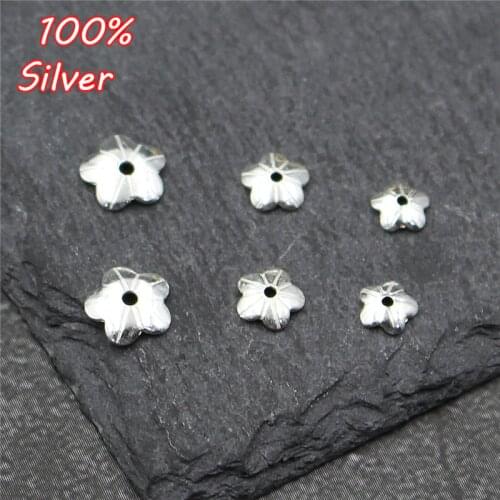 20pcs 925 Sterling Silver Color Accessories Jewelry DIY Gasket Flower Tray Flower Hat Handmade Beads Bracelet Spacer