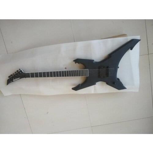 Left handed jackson electric guitar lefty strange shape guitar free shipping matte black custom hand made guitar single pickup