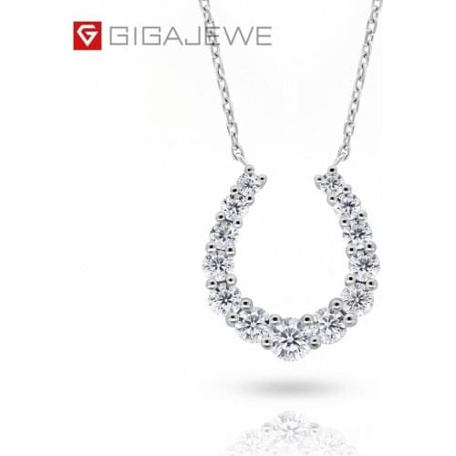 GIGAJEWE 1.09ct 2-3.5mm D Color Round 18K White Gold Moissanite Necklace Diamond Test Passed Jewelry Woman Girl Gift