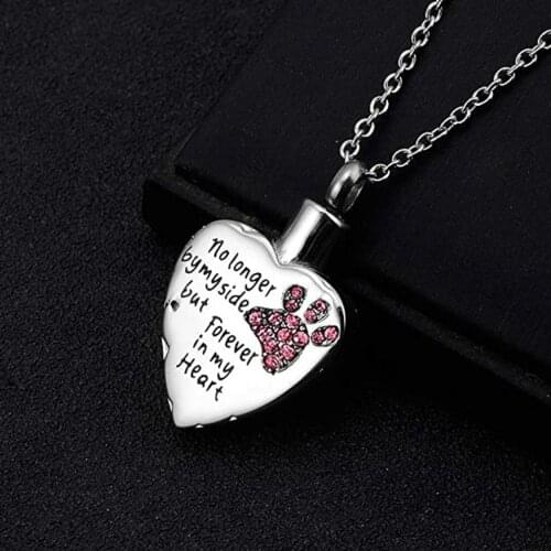 Hot Newest Pet Keepsake Urn Ashes Necklace For Dog Cat Memorial Cremation Jewelry European And American Personality Heart-shaped