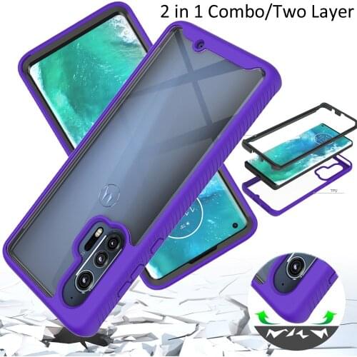 Combo Drop resistance Rugged Case For Motorola Edge Plus Edge+ Heavy Duty Defender Armor Shield Anti-Skid Clear Cover