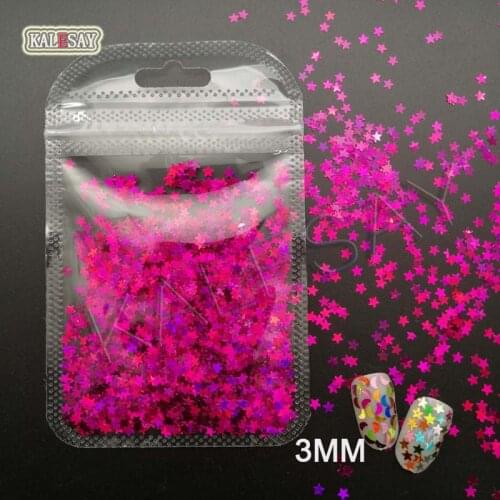 3mm Laser Rose Stars Sequins for Nails 3D Colorful Star Moon Glitter Holographic Flakes Paillette Nail Art Decorations Manicure