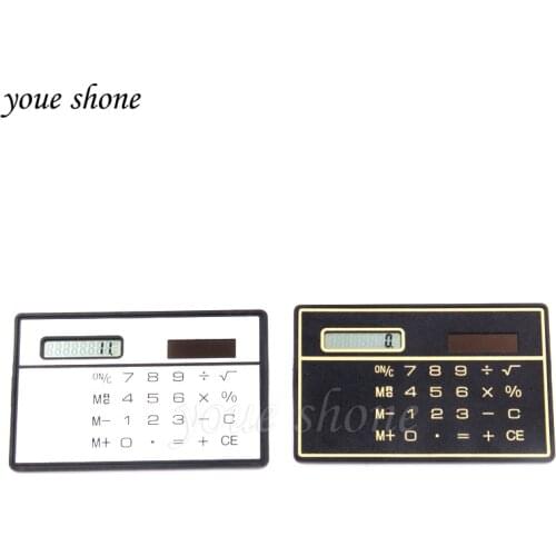 1pcs Mini Slim Credit Card Calculator Solar Power Pocket Novelty Small Travel Compact newest