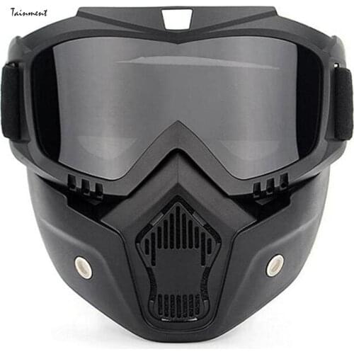 Motorcycle Helmet with Riding Goggles Glasses with Removable Face Mask,Detachable Fog-proof Warm Goggles Bicycle Motorcycle Caps