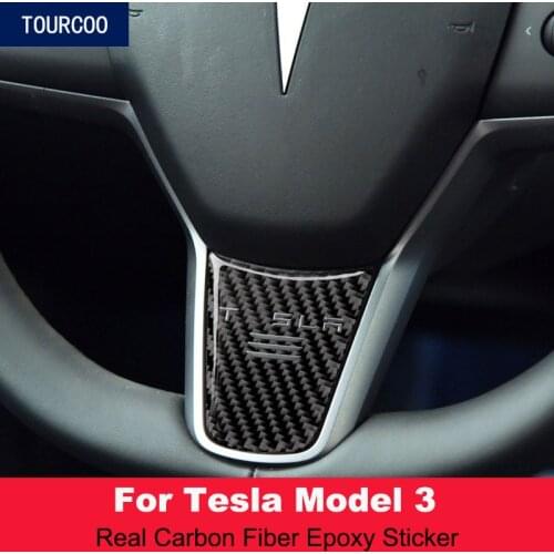Car Styling Steering Wheel Carbon Fiber Sticker for Tesla Model 3 Car Modification Decor Accessories