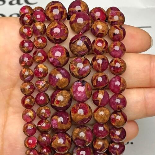 Natural Red Cloisonne Gold Sand Stone Beads Loose Spacer Rondelle Beads For Jewelry Making Diy Necklace Bracelet 7.5inches