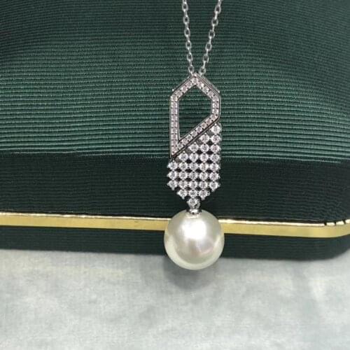 Shining 925 Sterling Silver Pendant Base Settings Mountings Findings Parts for Pearl Coral Jade Beads Stones Crystal