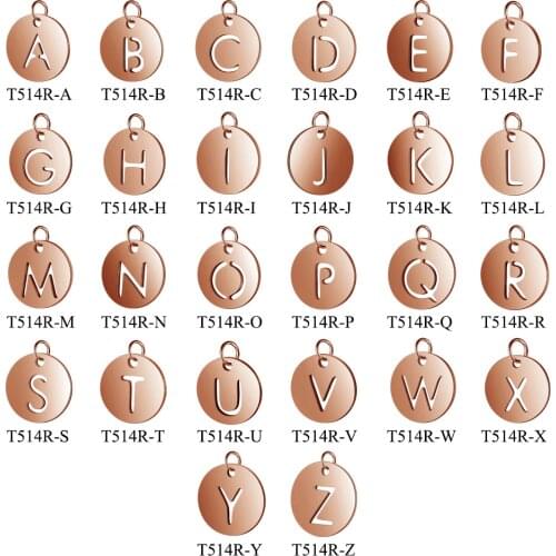 12mm A-Z Rose Gold Color Initials Necklace Pendant 316L Stainless Steel DIY Jewelry Accessories for Making Jewelry 10pcs/lot