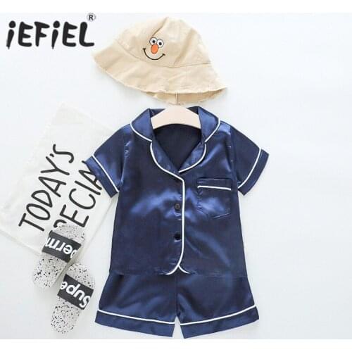 Toddler Baby Boys Pajamas Set Baby Boy Girl Clothes Summer Sleepwear Set Kids Solid Color Tops+Shorts Childrens Clothing Sets