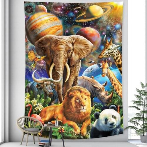 Animal Planet psychedelic scene home decoration tapestry witchcraft tapestry Hippie Bohemian decorative Datura sheet