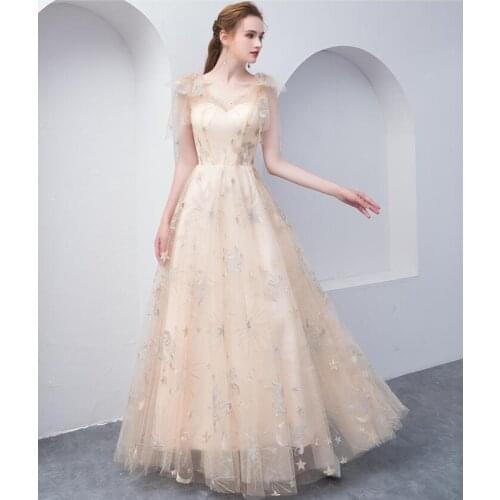 Champagne Graduation Prom gown Dress 2018 Vestido de noiva evening dresses decoration formal dress short front and long train