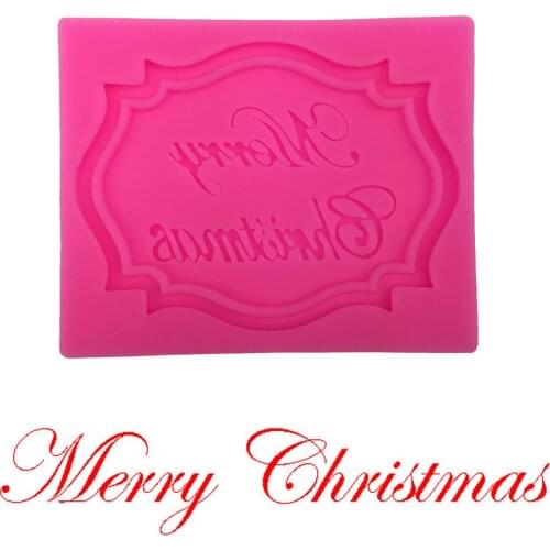 Merry Christmas Shape fondant cake silicone mold food grade mastic kitchen chocolate candy making cupcake decoration tool F0281