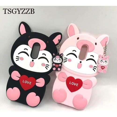 Silicone Case For Xiaomi Redmi 5 Plus Coque New 3D Cute Cartoon Love Lucky Cat Ear Cases Redmi Note 5 Pro Phone Cover Pink Black